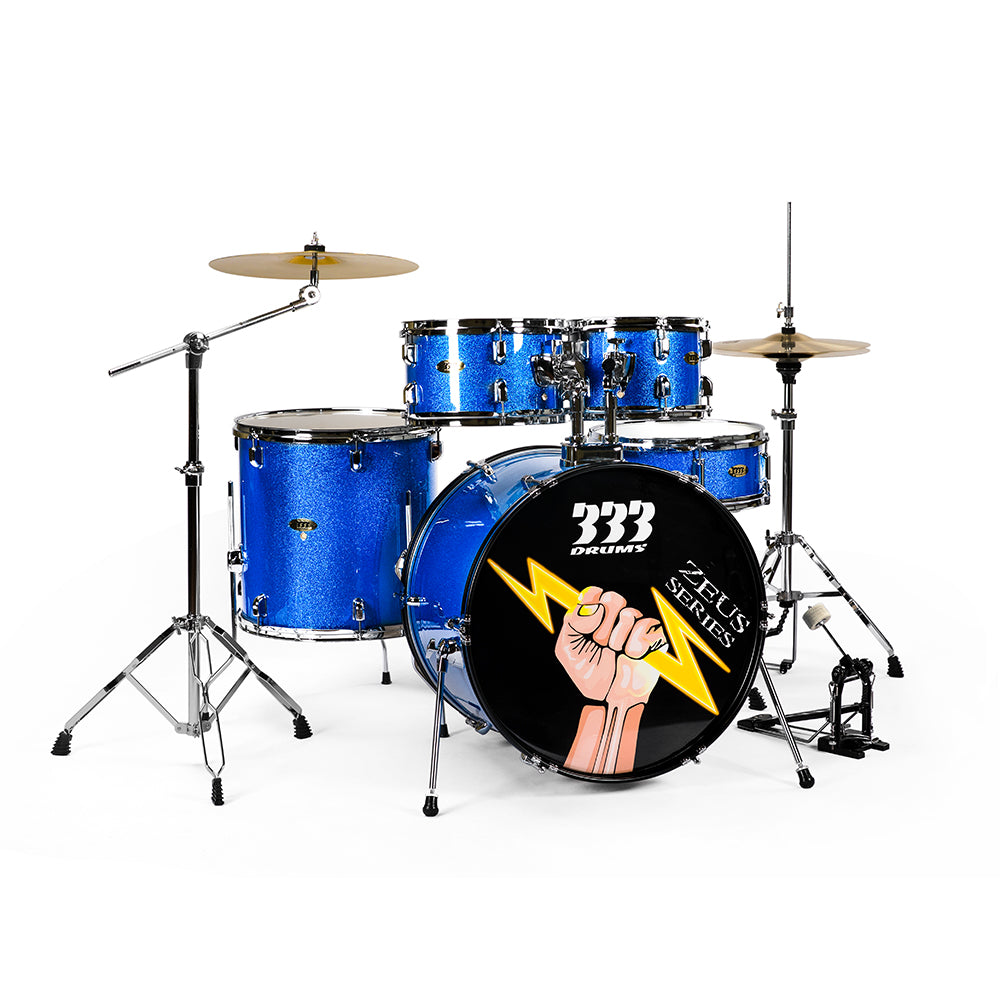 PlayDrumsBoy Adult 5-Piece Drum Set with Brass Cymbals