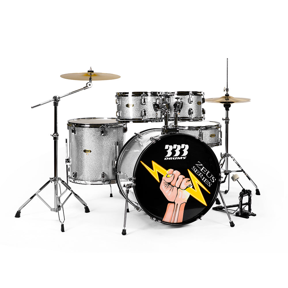 PlayDrumsBoy Adult 5-Piece Drum Set with Brass Cymbals