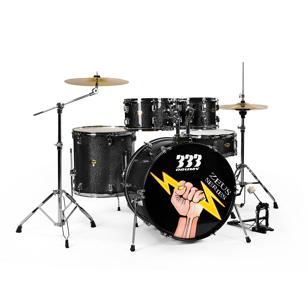 PlayDrumsBoy Adult 5-Piece Drum Set with Brass Cymbals