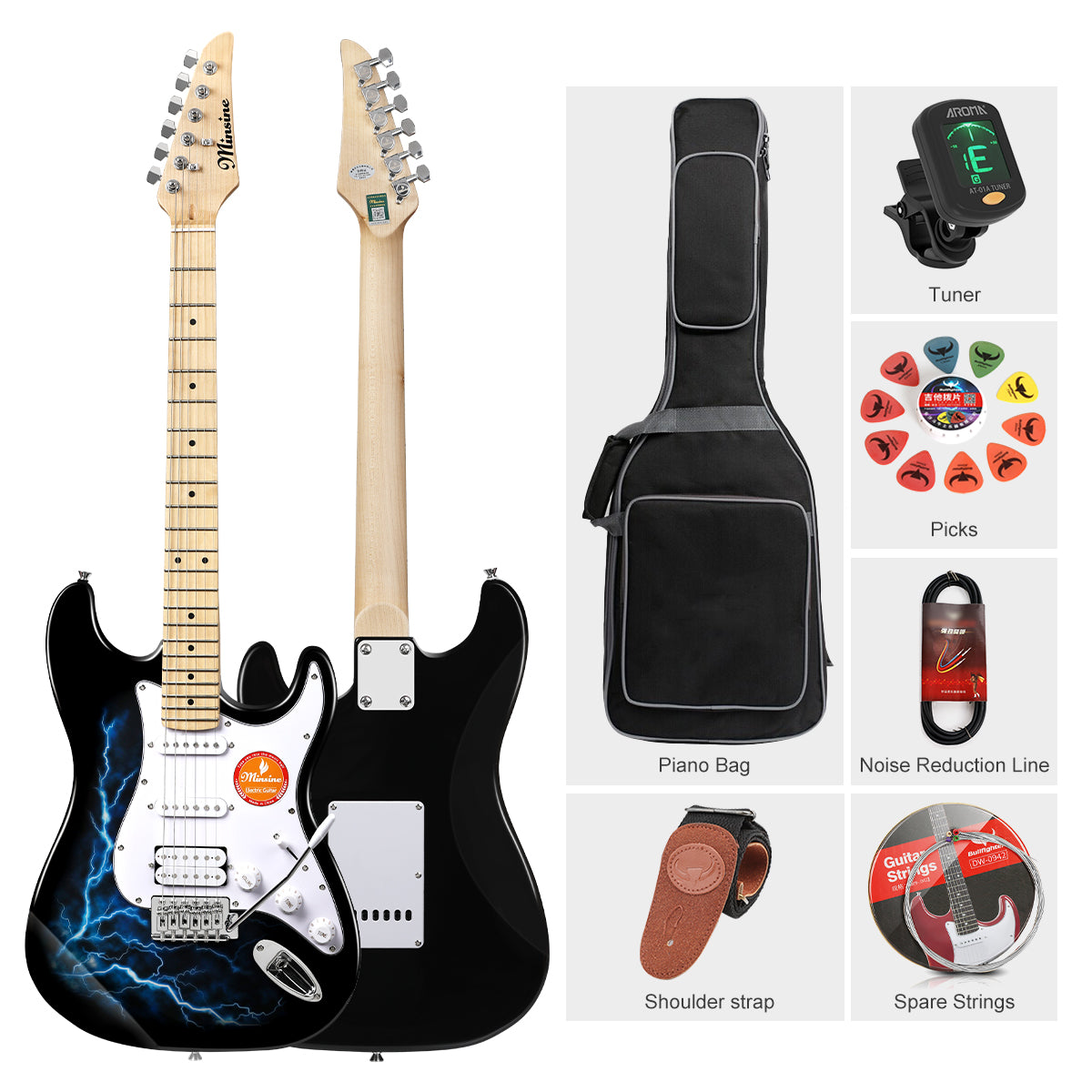  Electric Guitar With Maplewood Fingerboard-MS100 Blue Lightning