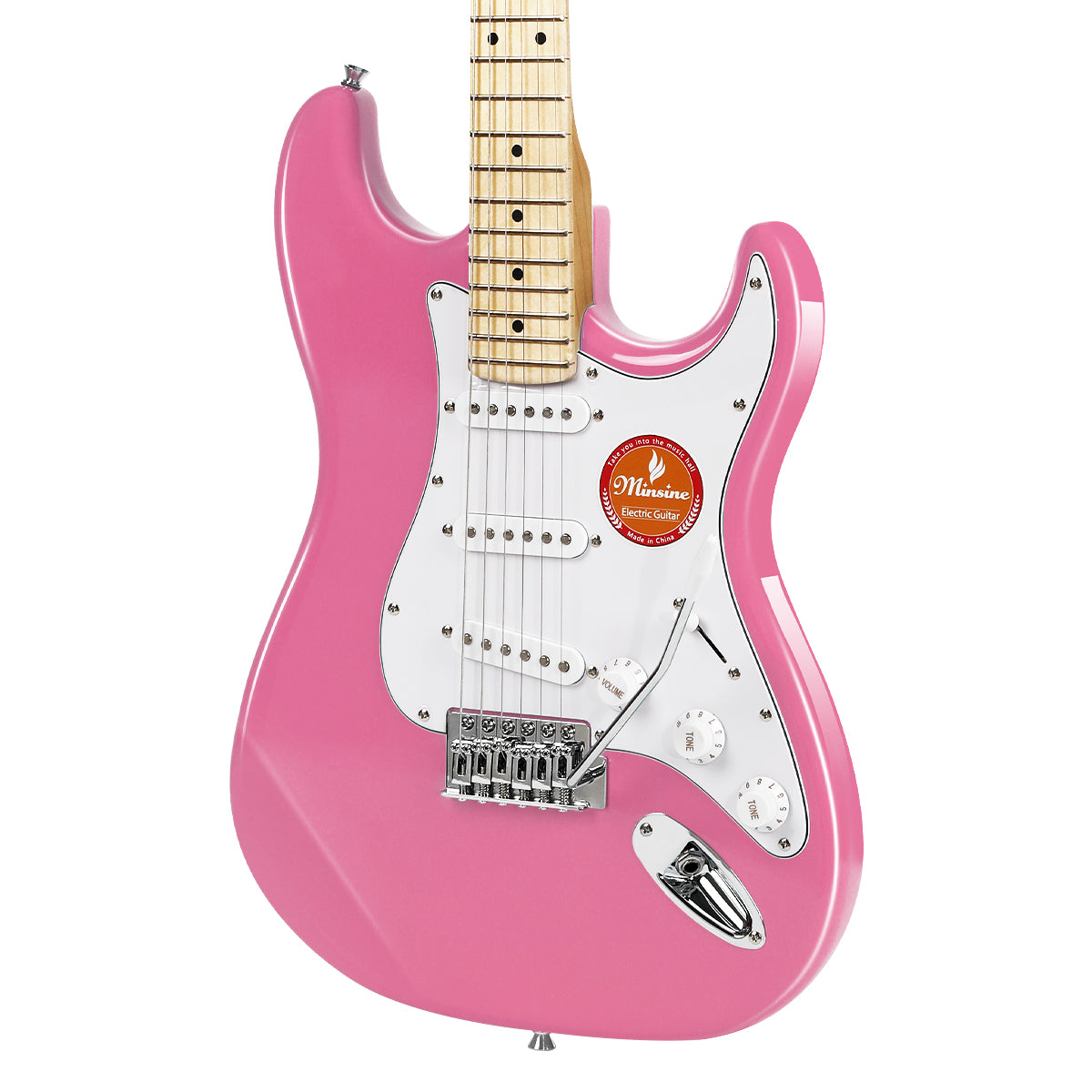 MinSine Electric Guitar with Maplewood Fingerboard-MS100 Pink