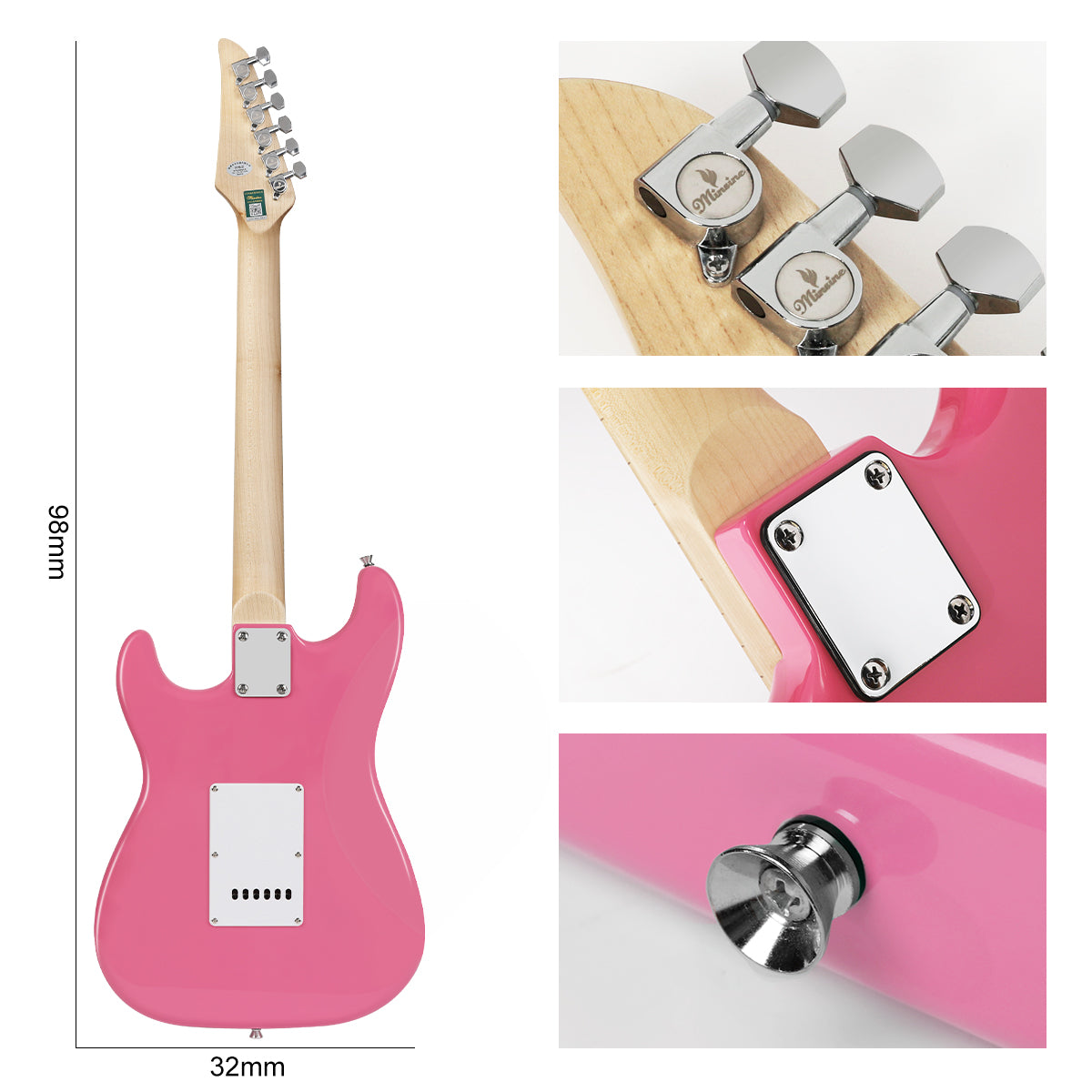 MinSine Electric Guitar with Maplewood Fingerboard-MS100 Pink
