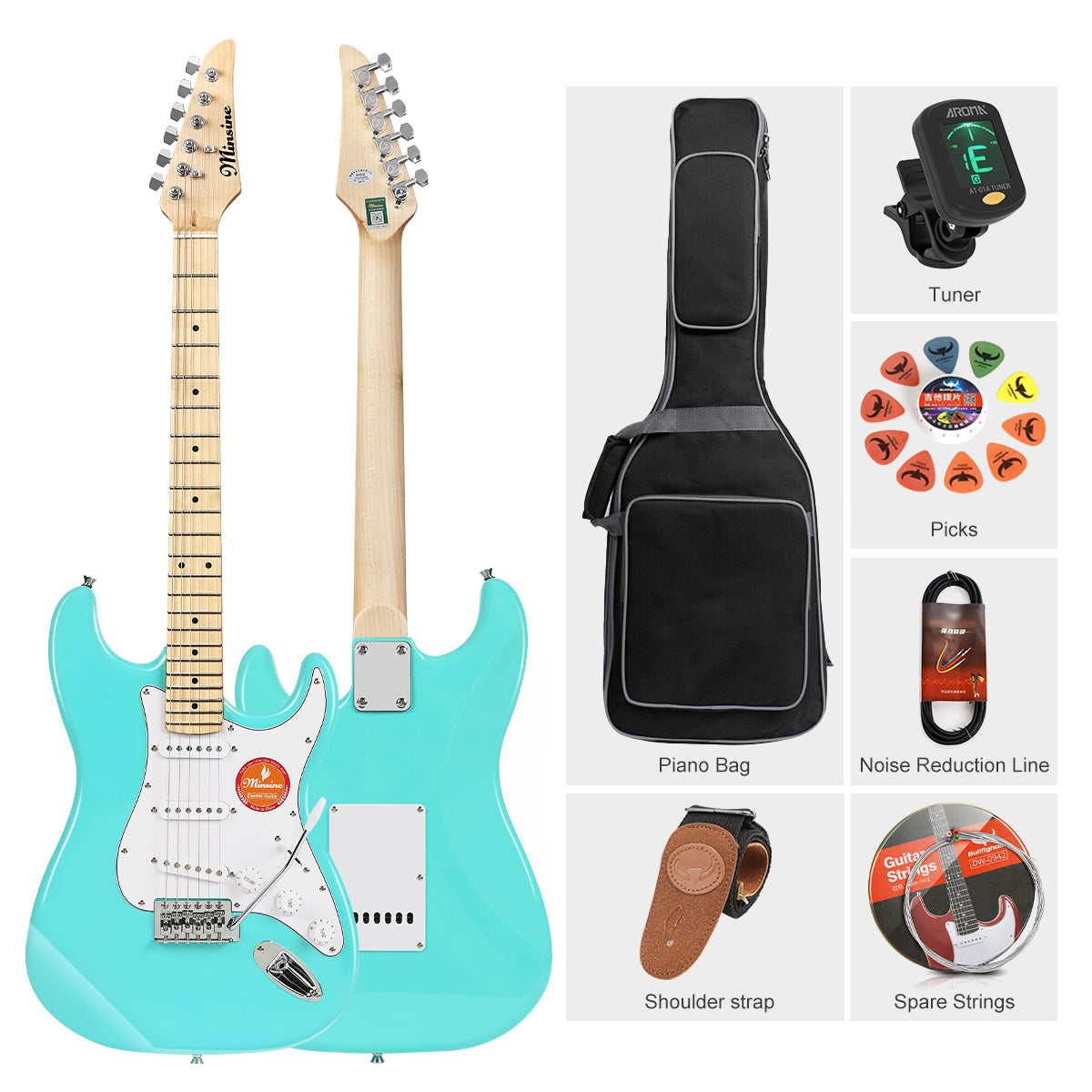 Electric Guitar with Maplewood Fingerboard-MS100 Aqua