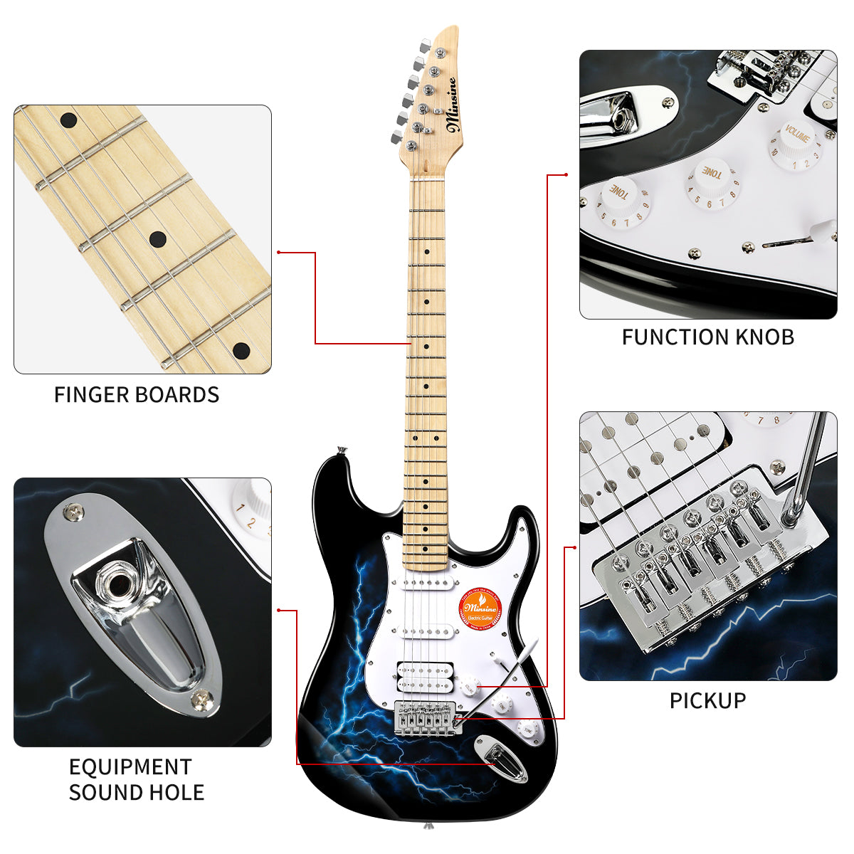 Electric Guitar With Maplewood Fingerboard-MS100 Blue Lightning