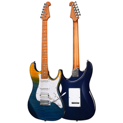 Bullfighter D-160 Baked Maple Neck 22 Fret Electric Guitar Yellow&Blue