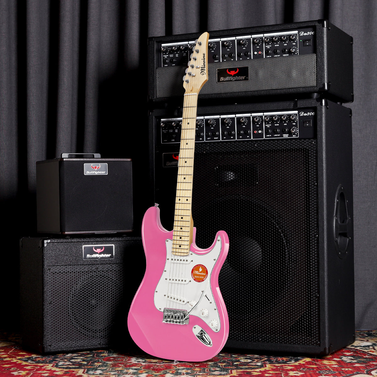 MinSine Electric Guitar with Maplewood Fingerboard-MS100 Pink